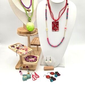 Summer Vibes Curated Jewelry Lot Coral Pink‎ Turquoise 12pc Set Bright Colorful